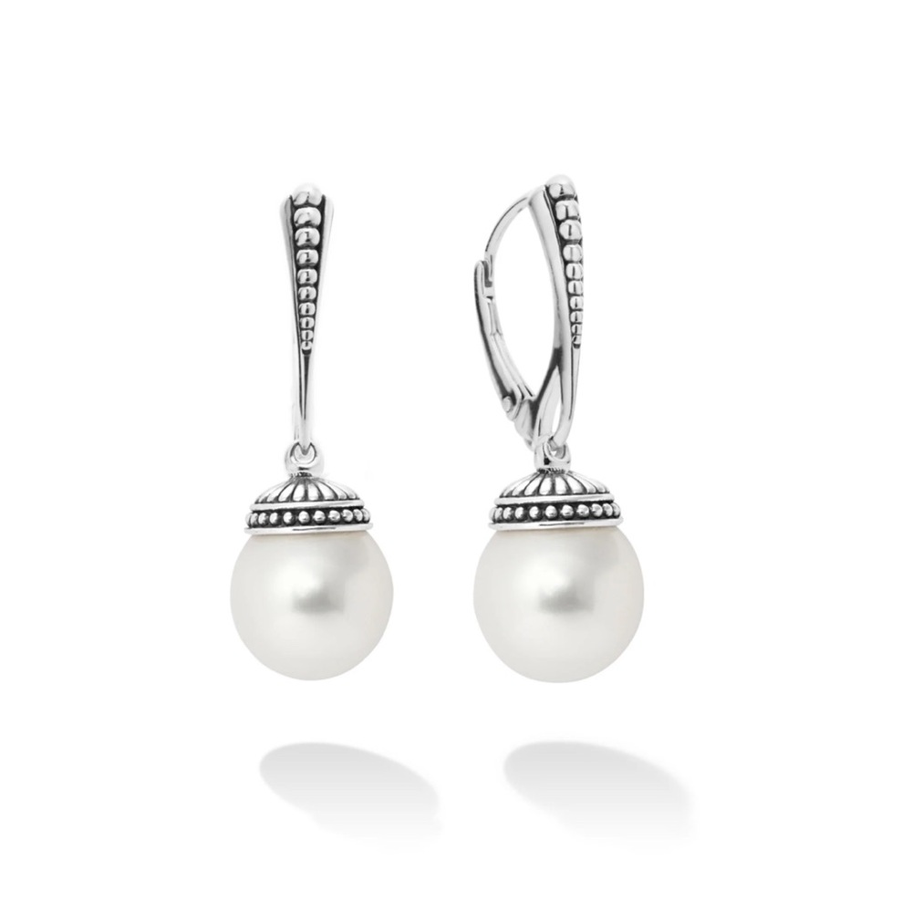 Paloma Picasso Luna pearl drop earrings.